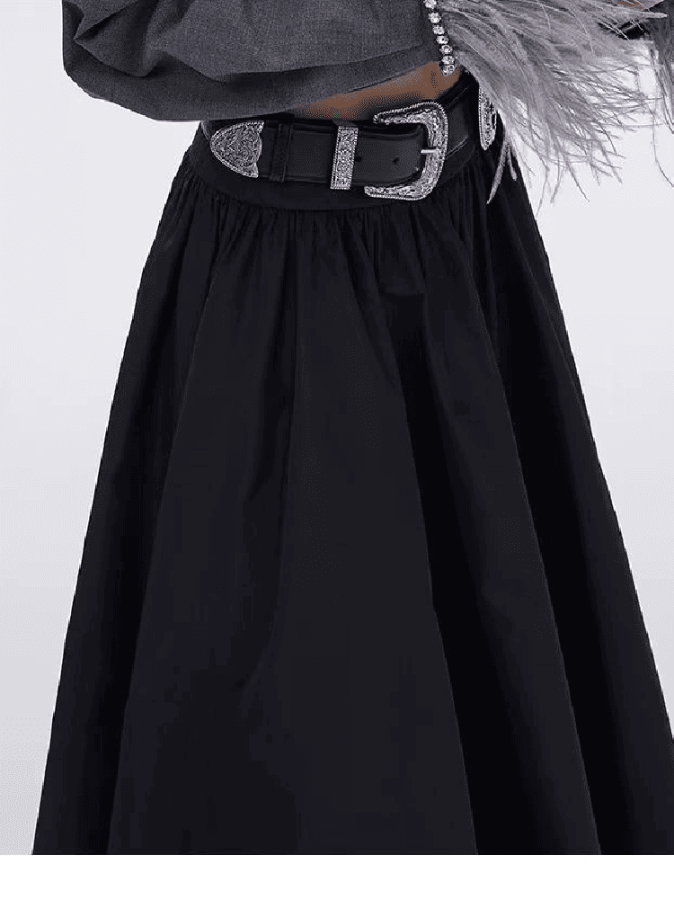 Fall Winter Lace Hem Umbrella Skirt