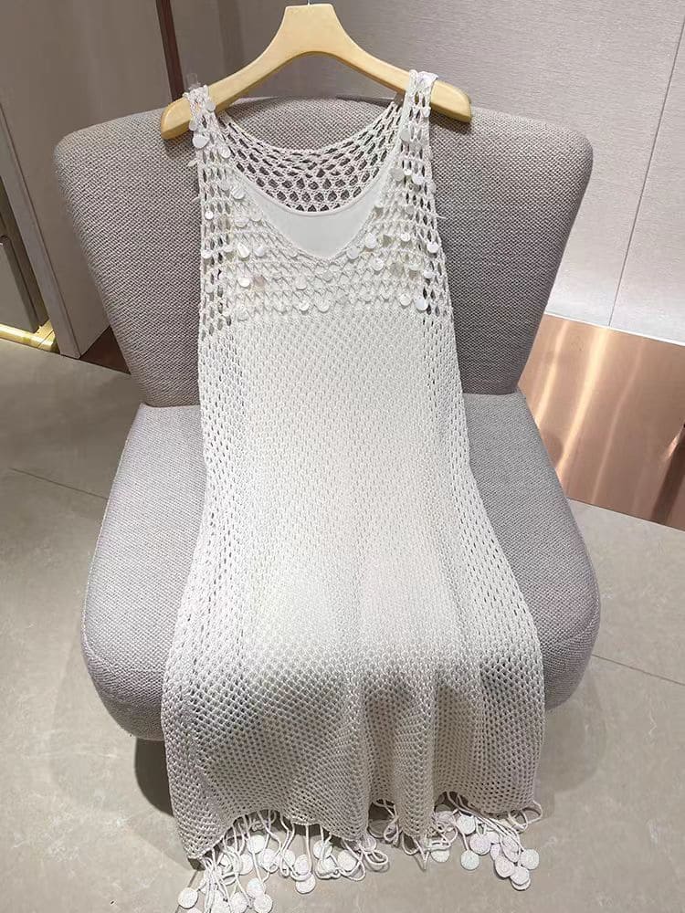 Womensdresse White Holiday Hollow Dress