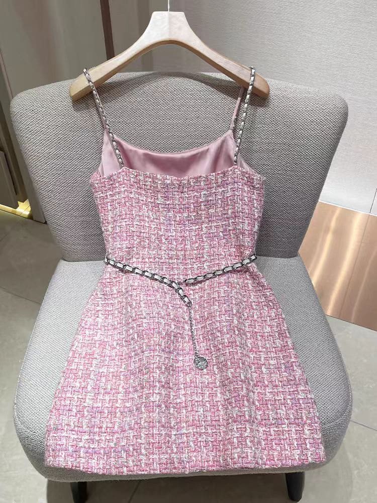 Womensdresse Pink Tweed Dress