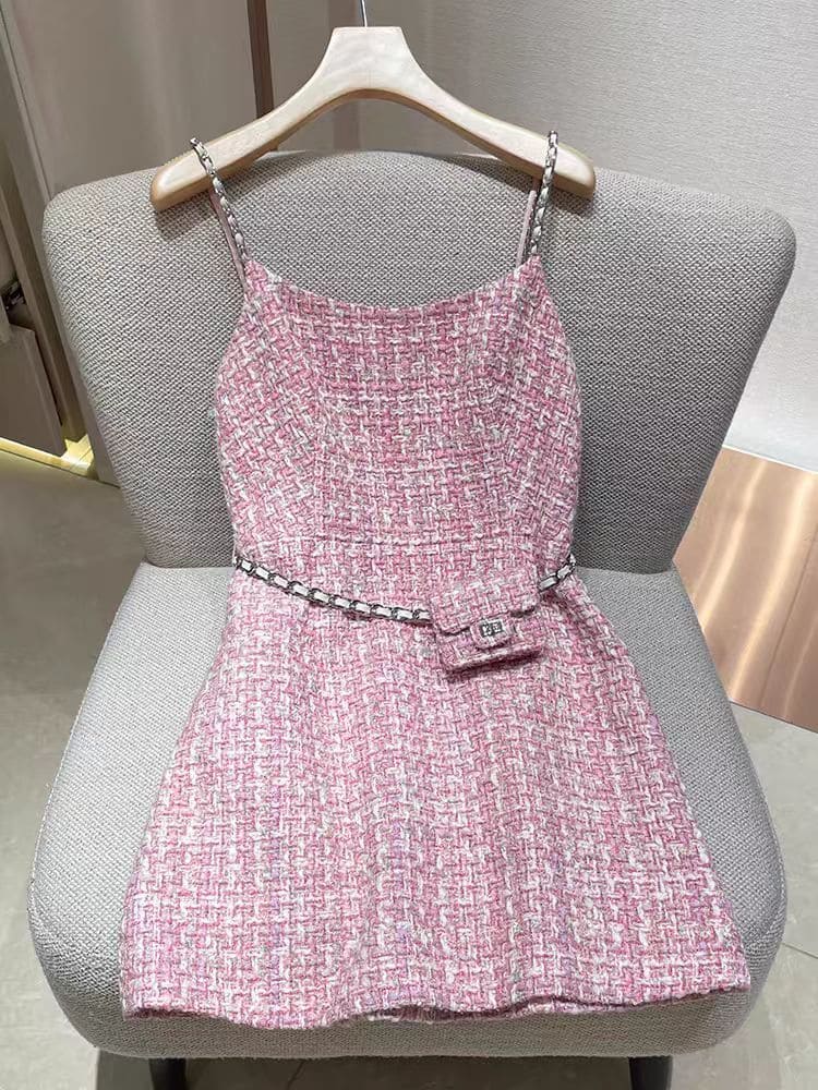 Womensdresse Pink Tweed Dress