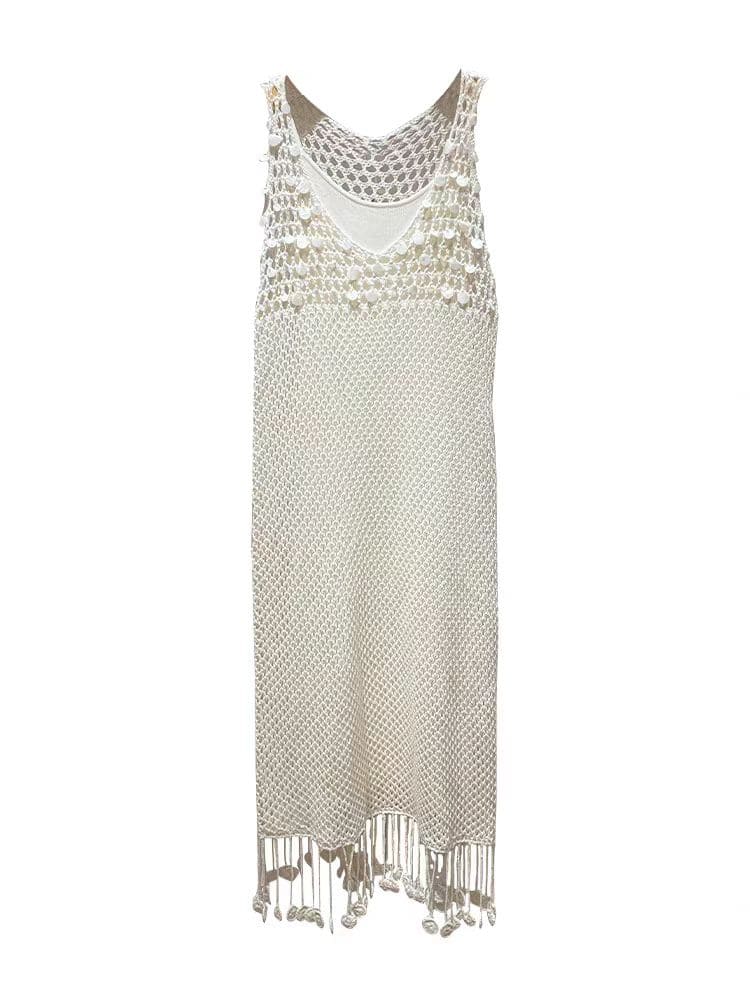 Womensdresse White Holiday Hollow Dress