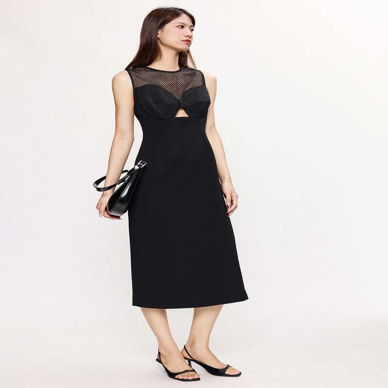 Spliced Hollow Black Party Dresses