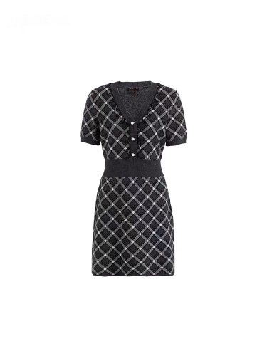 Diamond Check Fall Dresses for Women